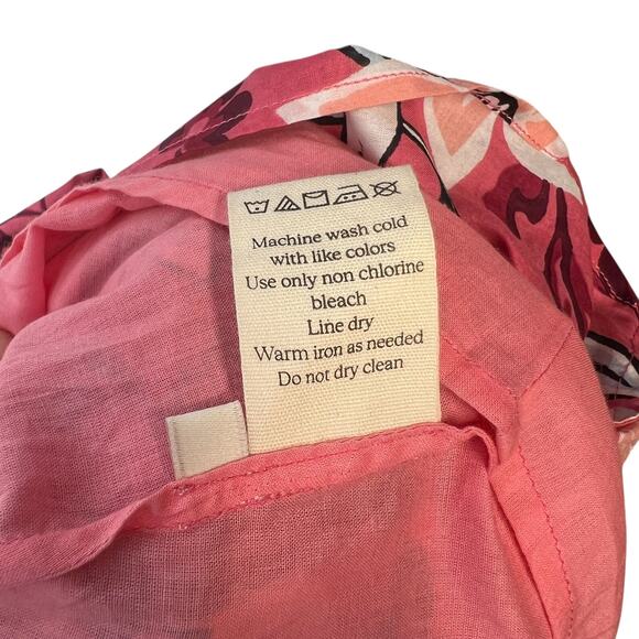 Banjanan Mortiz Dress Midi Smocked Floral Print Cotton Pink Size Small - Picture 14 of 14